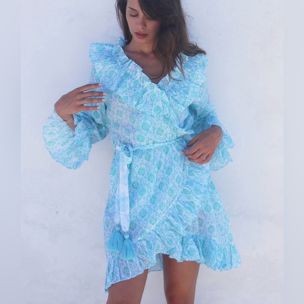 BUGGY SHORT NÁNI ROBE IN QUATREFOIL SEAGLASS - XS/S - NWT
